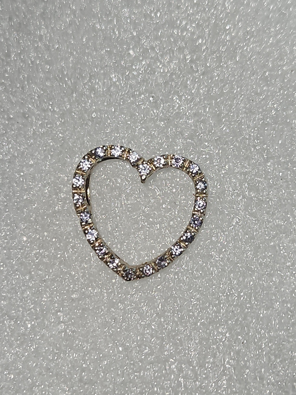 Vintage Gold Over 925 Silver Cubic Zirconia Love Heart Slider Pendant